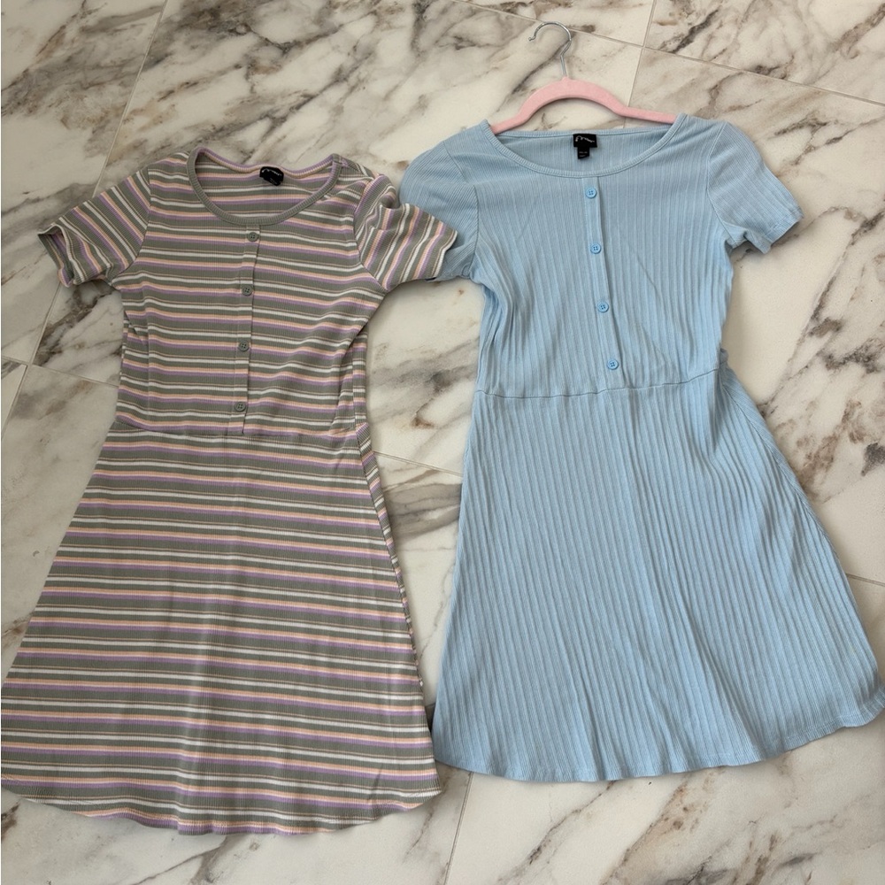 Art Class Ribbed Button Front Skater Dress Bundle | Girls XXL 14-16-18